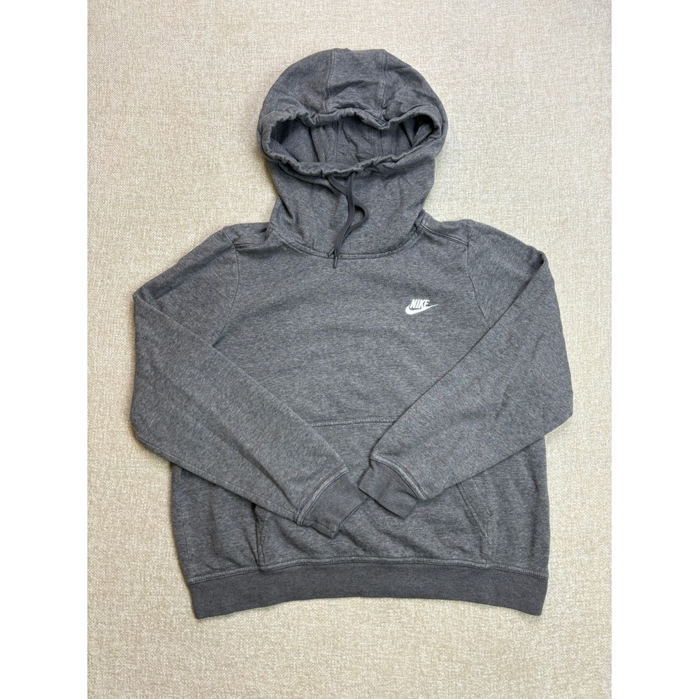 Nike Sportswear Essential Women Fleece Pullover Hoodie Gray Charcoal Large 958